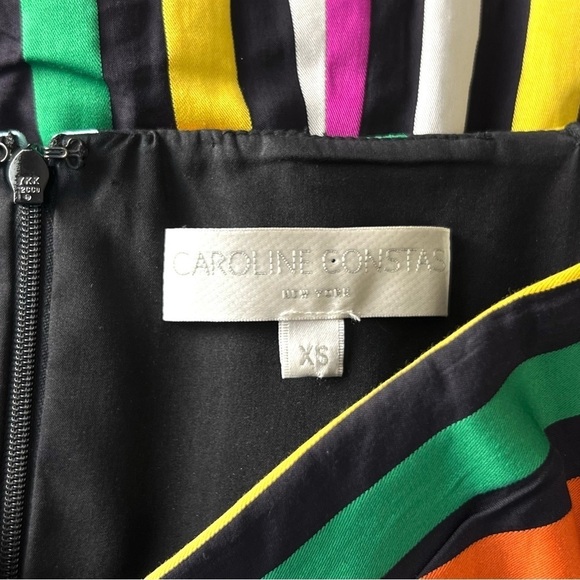 CAROLINE CONSTAS Rainbow Stripe Sweetheart Neck Ruffled Off Shoulder Top XS - Picture 7 of 11